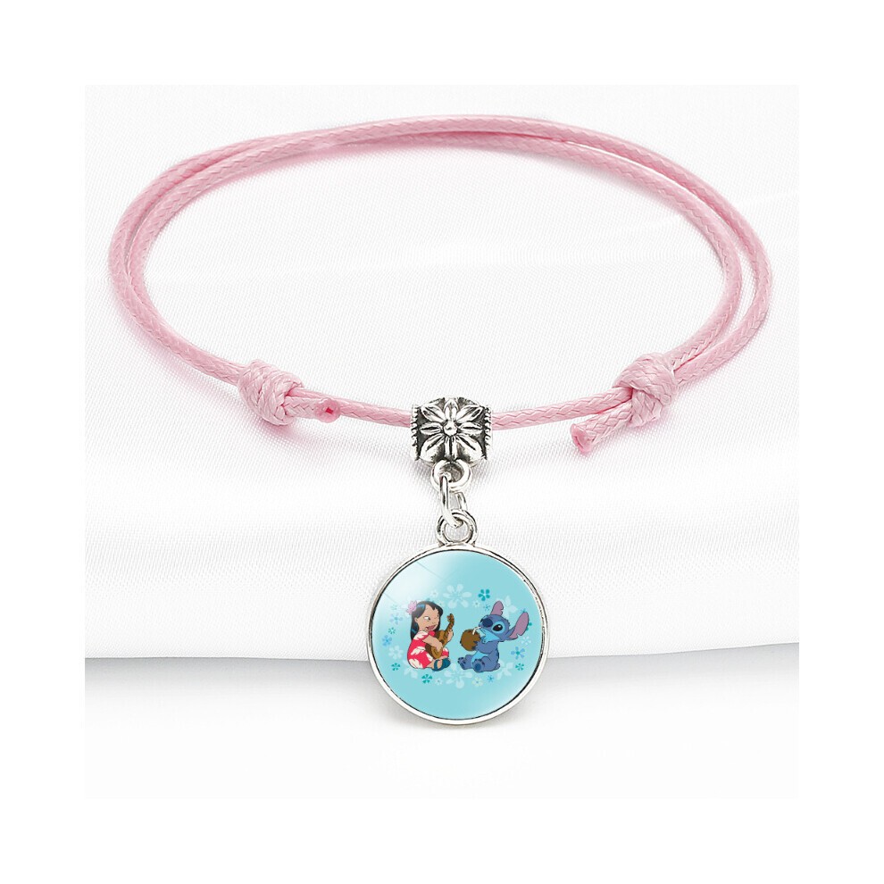(4807) Sweet Stitch Pink Armband, Verstellbar, Niedlicher Cartoon-Charakter-Stil, Unisex-Schmuck