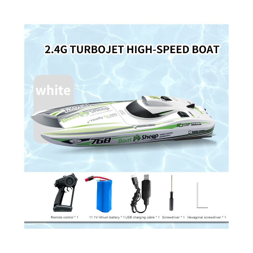 (BLANCO) TX768 Barco RC 2.4G Barco De Control Remoto Sin Escobillas De Alta Velocidad 30 Km/h Lancha