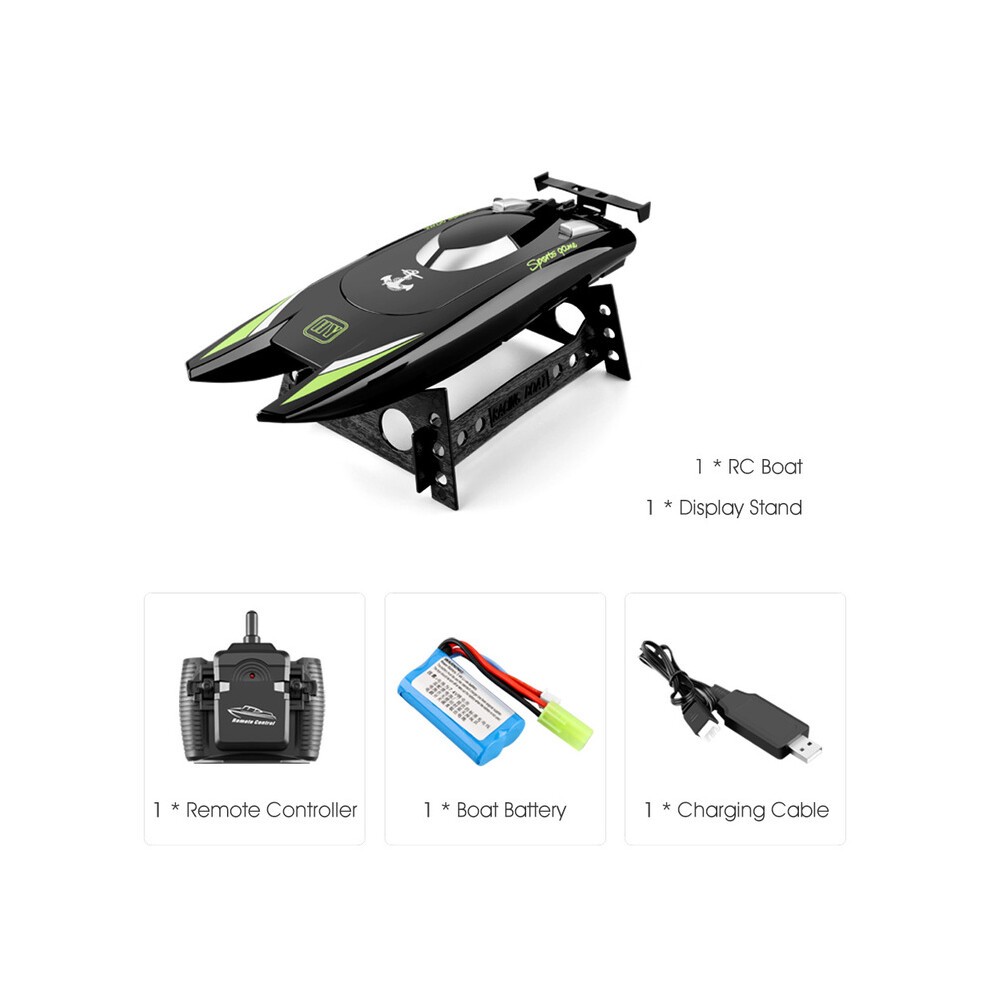 (NEGRO) Barco RC Con Radiocontrol De 2,4 GHz, 30 Km/h, Lancha Rápida De Alta Velocidad, Batería De 20