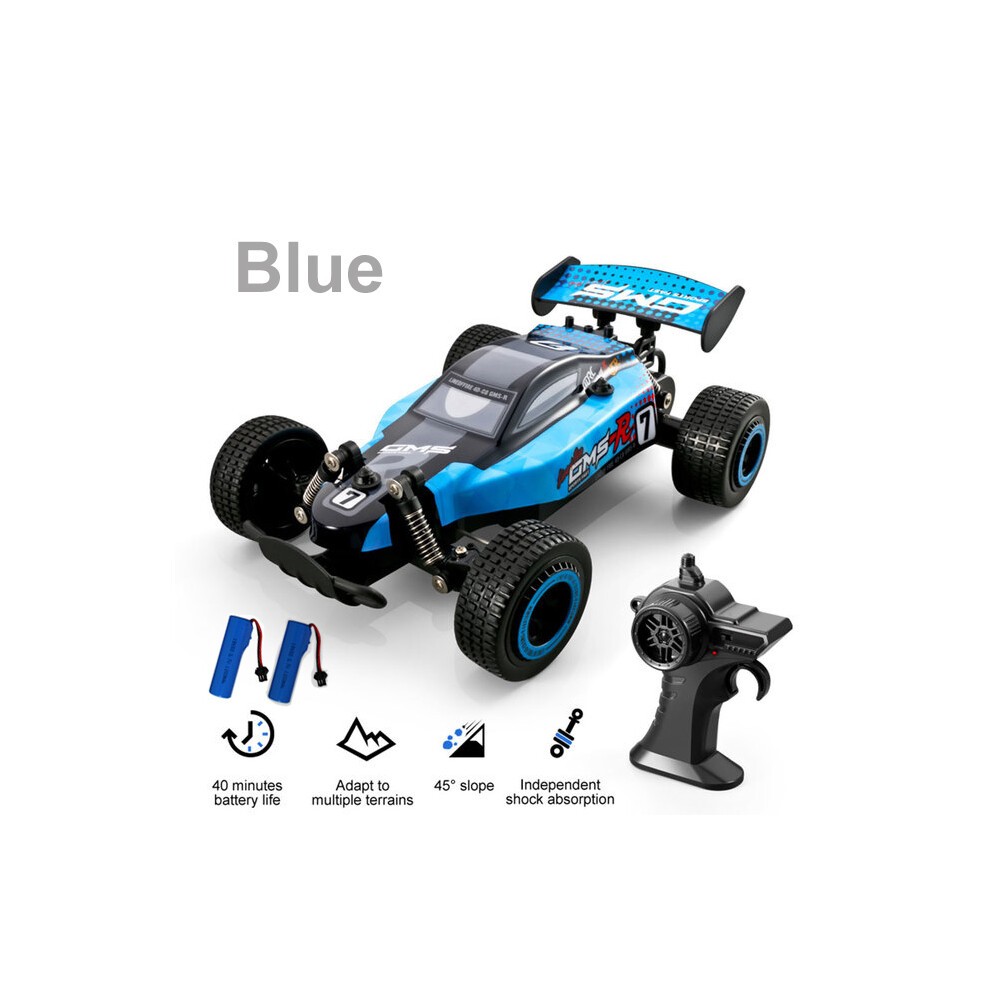 (Azul, 2 Baterías) Coche RC De Alta Velocidad De 30 Km/h, 2,4 G, Radiocontrol, Escala 1:18, Buggy Todoterreno,