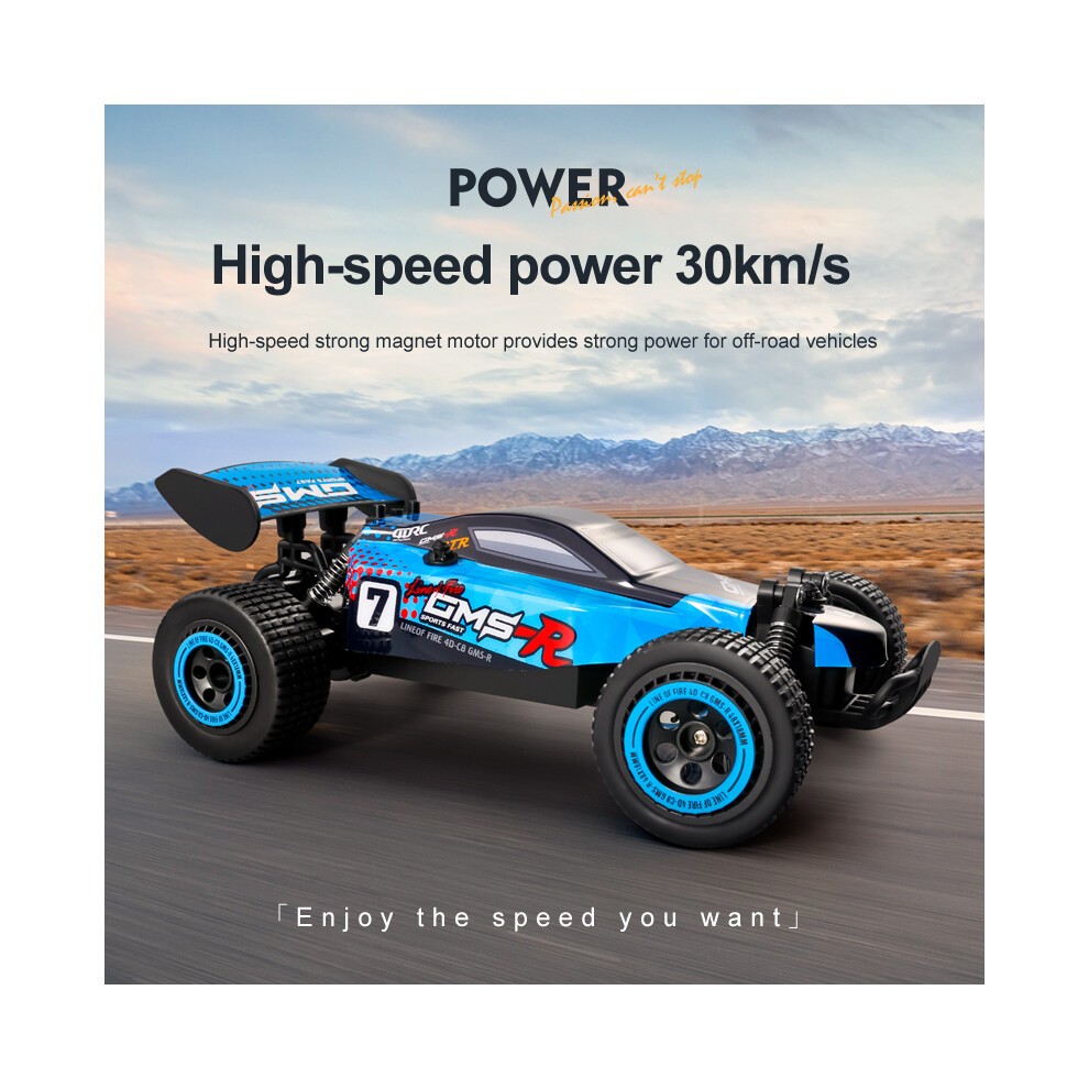 (Azul, 2 Baterías) Coche RC De Alta Velocidad De 30 Km/h, 2,4 G, Radiocontrol, Escala 1:18, Buggy Todoterreno, thumbnail