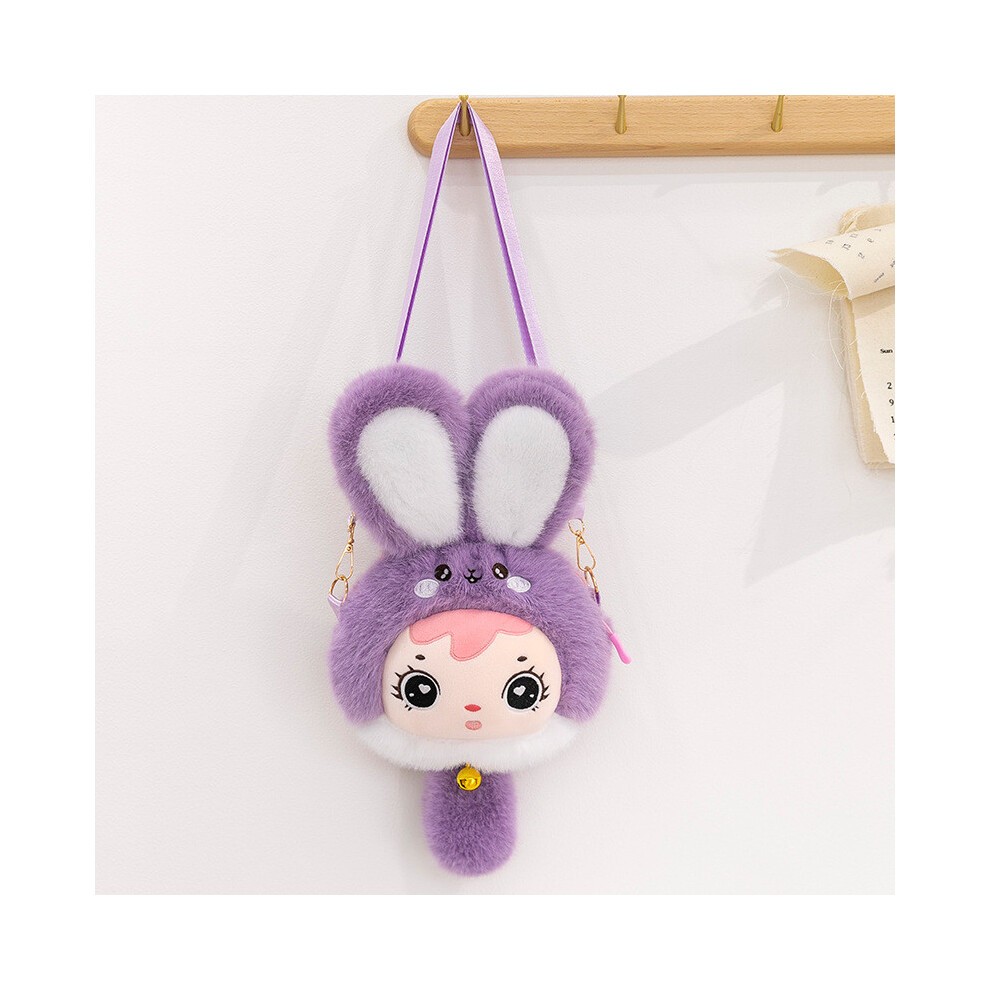 (Rose Red)Bolso De Hombro De Juguete De Peluche Para Bebé Tres Conejos Con Diseño De Correa Ajustable Con Cremallera thumbnail