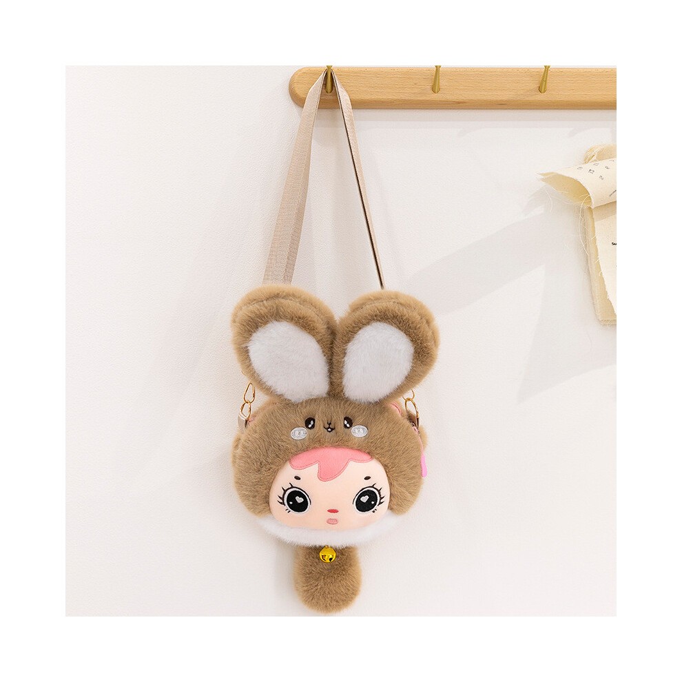 (Rose Red)Bolso De Hombro De Juguete De Felpa Para Bebé Tres Conejos Con Diseño De Cremallera Con Correa Ajustable thumbnail
