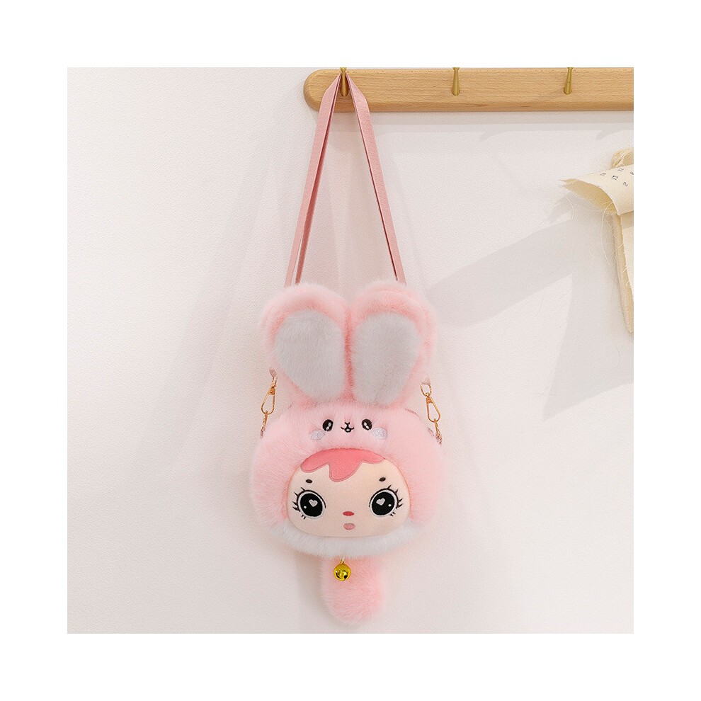 (Rose Red)Bolso De Hombro De Juguete De Felpa Para Bebé Tres Conejos Con Diseño De Cremallera Con Correa Ajustable thumbnail