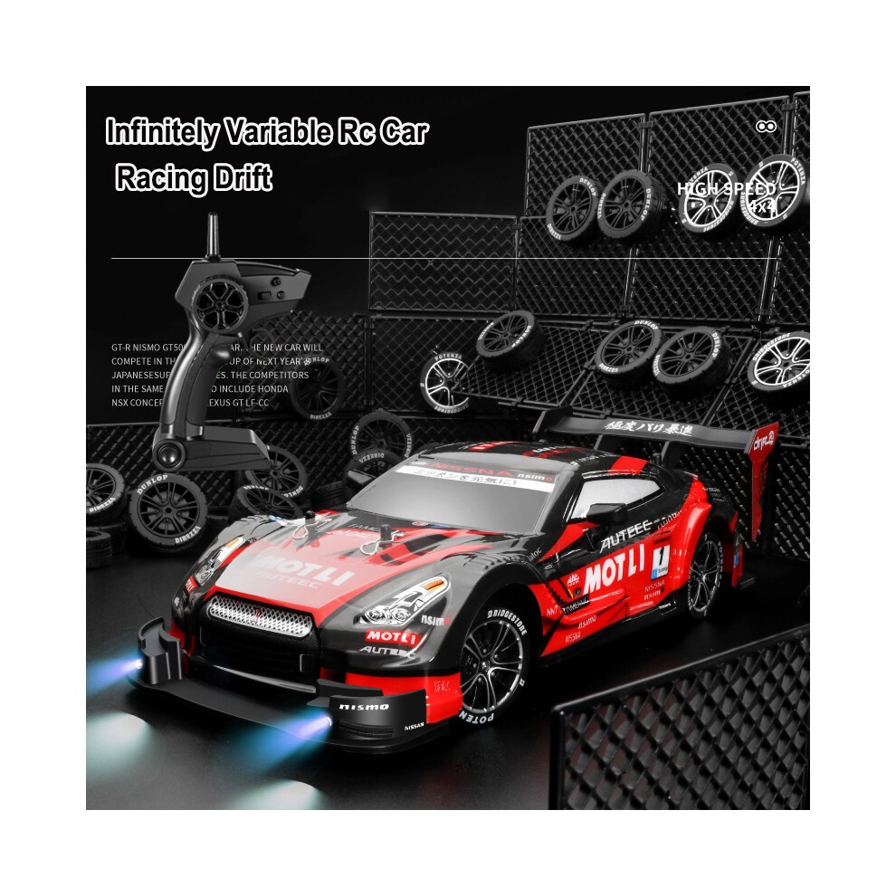 (Punainen) 2022 Uusi Half Scale Four Wheel Drive Gtr -kaukosäädinauto 44 Ajo 30 Km/h High Speed Drift thumbnail