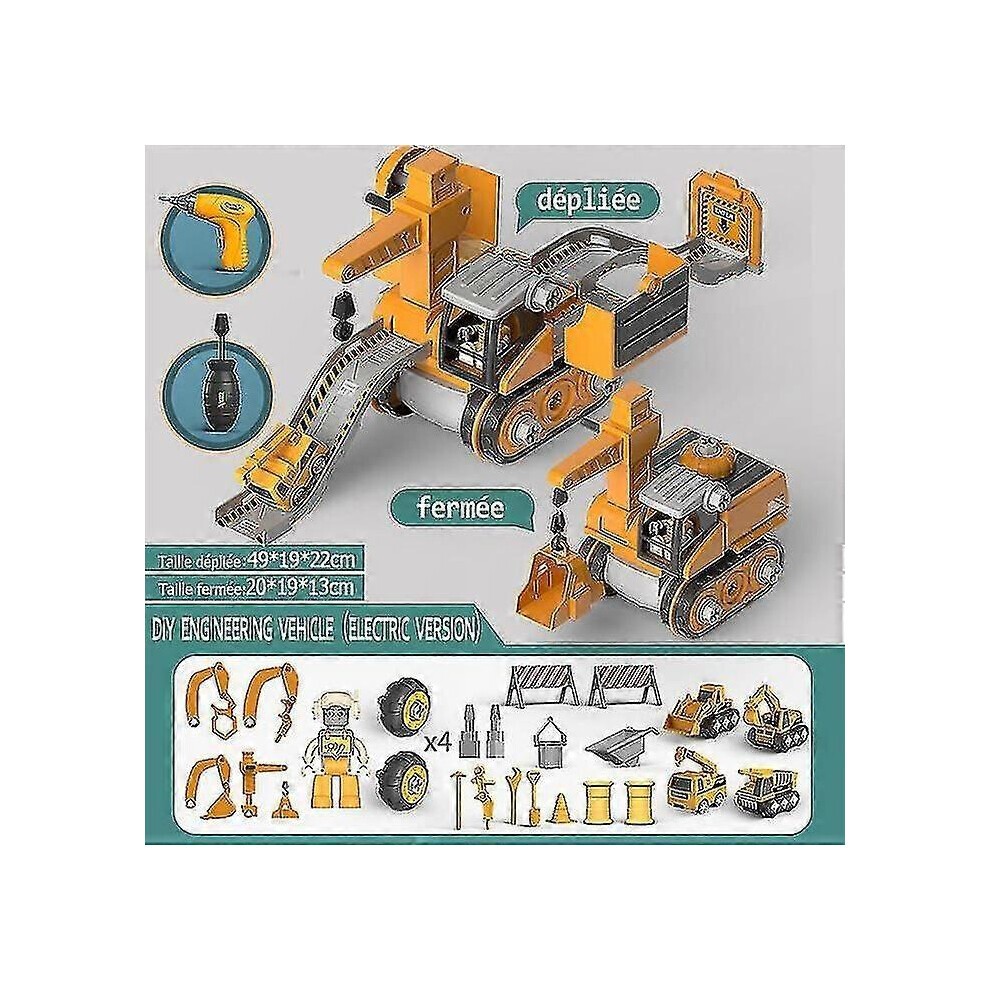 Véhicule De Chantier Jouet 4 En 1, Camion Jouet à Assembler Soi-même, Avec Perceuse électrique, Pour thumbnail