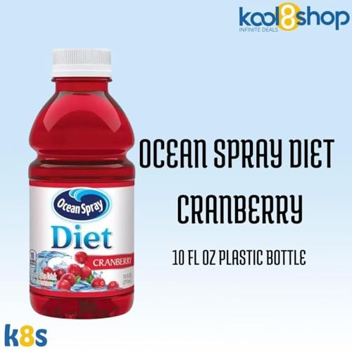 Ocean Spray Diet Cranberry Fruit Juice Drink 10 Fl Oz Plastic Bottles 24 Pack + 2 Reusable Snack Bags by KOOL8SHOP Infinite Deals thumbnail