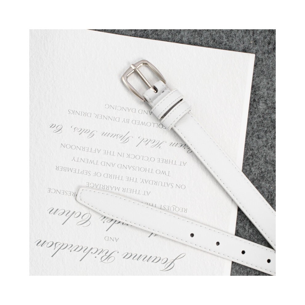 (White 0765)Ceinture Pu Noire Polyvalente Pour Femme Style Scolaire Mode Et Chic Pour