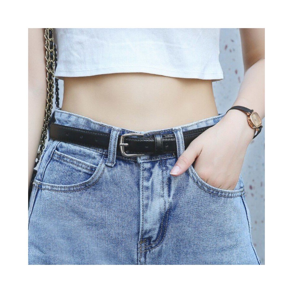 (Black 0765)Ceinture Pu Noire Polyvalente Pour Femme Style Scolaire Mode Et Chic Pour thumbnail