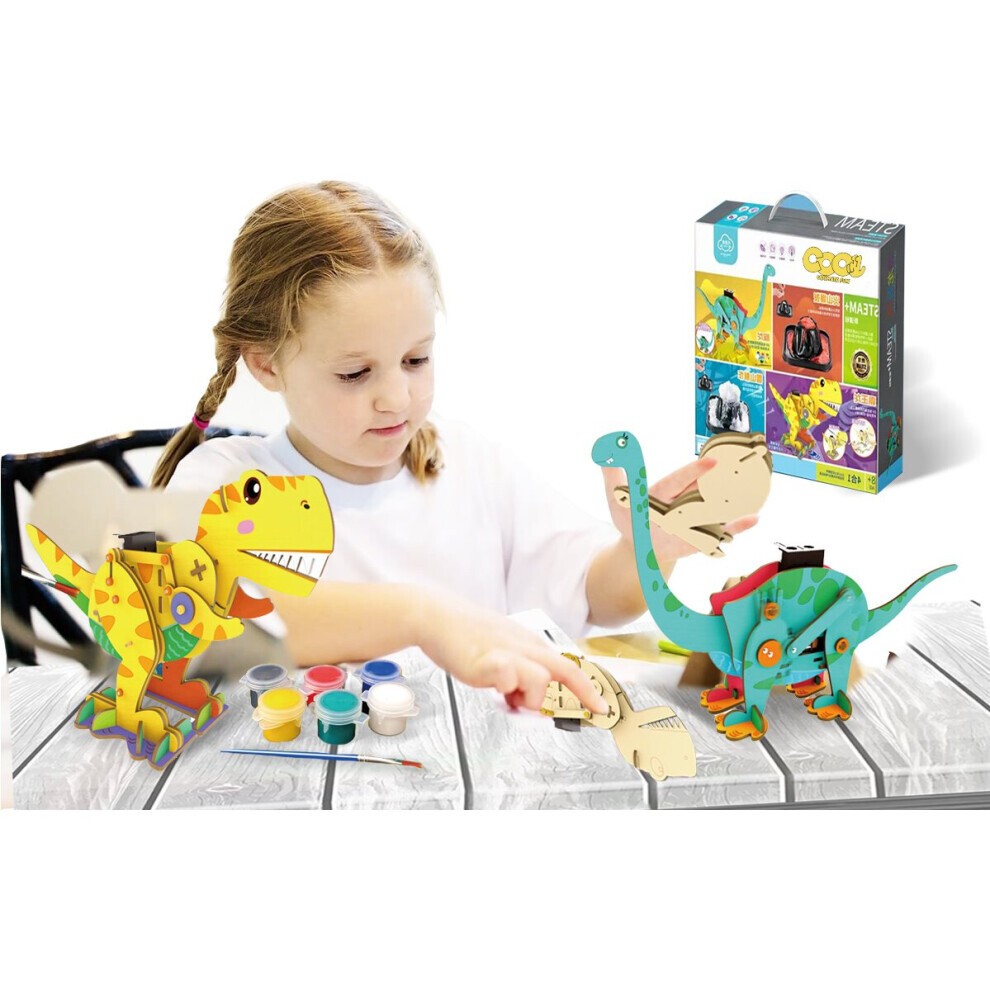 Coo11 Kit De Puzzle 4 En 1 En Bois à Monter Soi-même: Dinosaure, Iceberg, Expérience Scientifique,