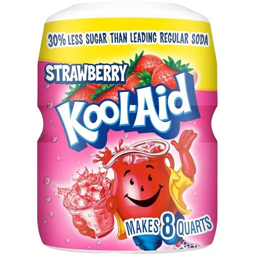 Kool-Aid Sugar-Sweetened Strawberry Artificially Flavored Powdered Soft Drink Mix, 19 Oz Canister