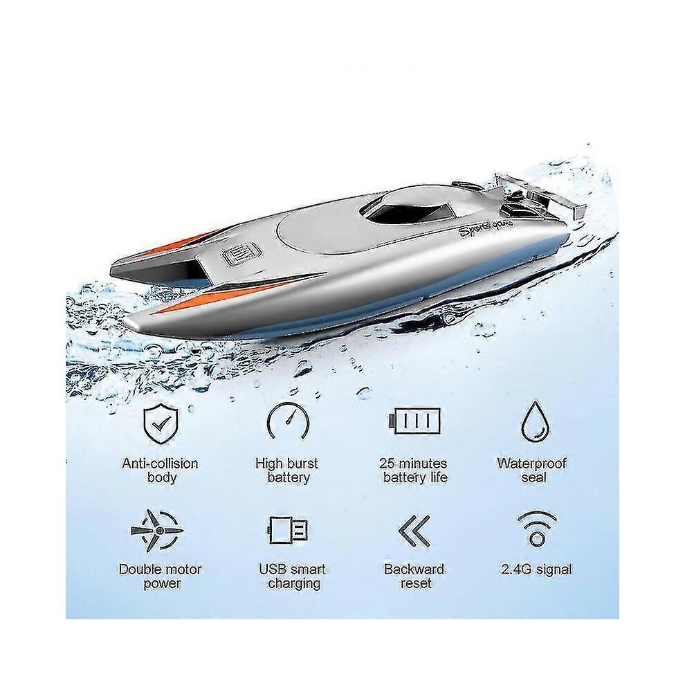 (Black)30 Km/h Rc Boat 2.4 Ghz High Speed Racing Speedboat Remote Control Ship Water Game Kids Toys Children Gift Fg thumbnail
