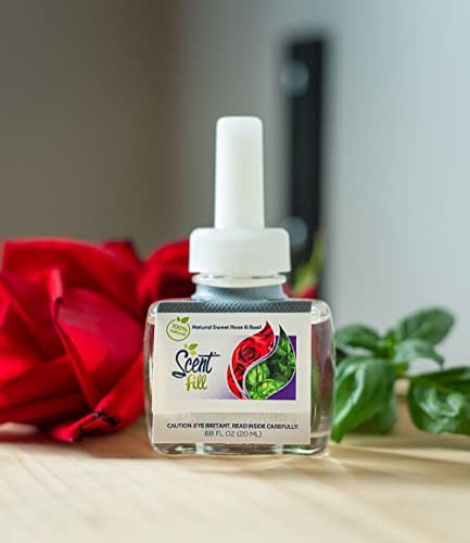 Scent Fill 100% Natural Sweet Rose & Basil Plug in Air Freshener, Scented Oil Refills, 3 Refills thumbnail