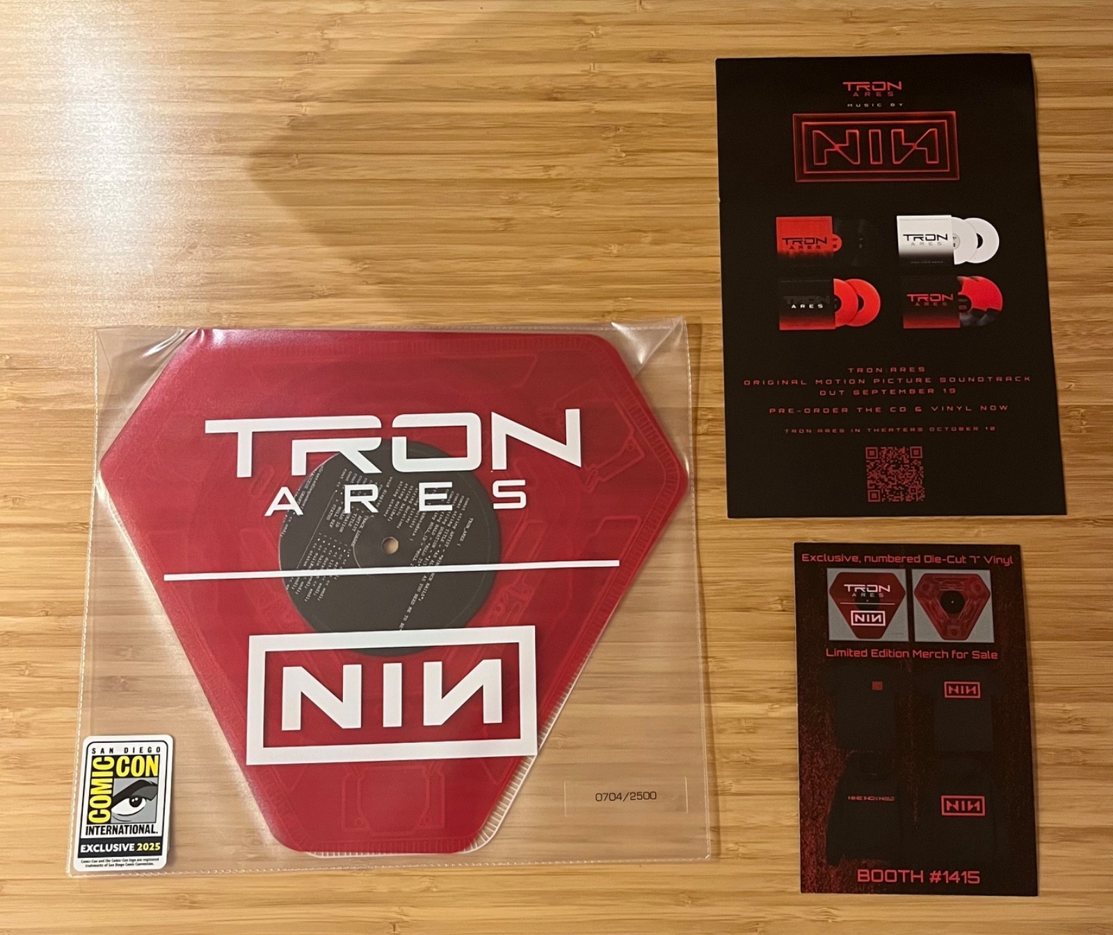 🔥SDCC 2025 Exclusive TRON ARES Nine Inch Nails 7” Vinyl  #704/2500 - NEW🔥
