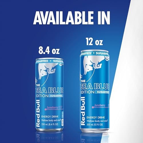 Red Bull Sea Blue Edition Sugar Free Energy Drink, Juneberry, 12 Fl. Oz., 6 X 4 Cans, Pack of 24 Cans, with 114mg Caffeine, Taurine & B Vitamins thumbnail