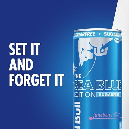 Red Bull Sea Blue Edition Sugar Free Energy Drink, Juneberry, 12 Fl. Oz., 6 X 4 Cans, Pack of 24 Cans, with 114mg Caffeine, Taurine & B Vitamins thumbnail