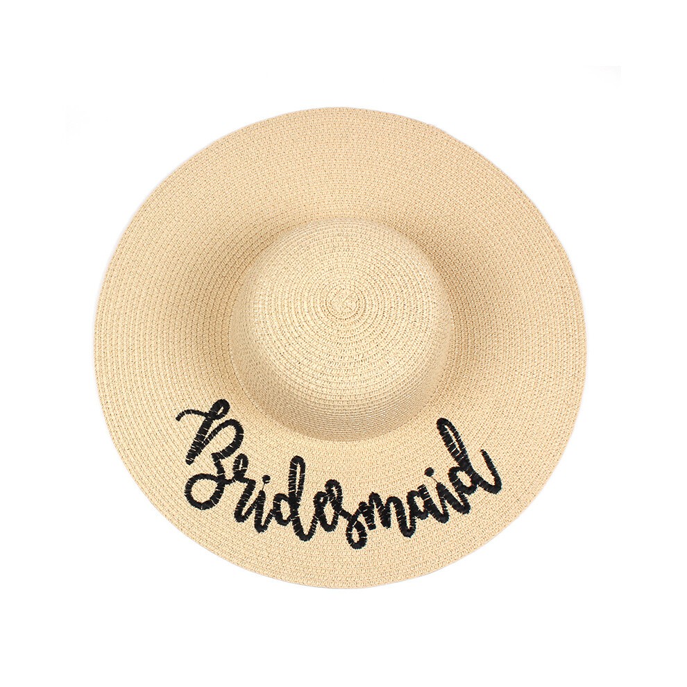 (BRIDE 2)2018 Brand BRIDE Brides Maid Floppy Summer Beach Sun Hats Honeymoon Bridesmaid Maid of Honor thumbnail