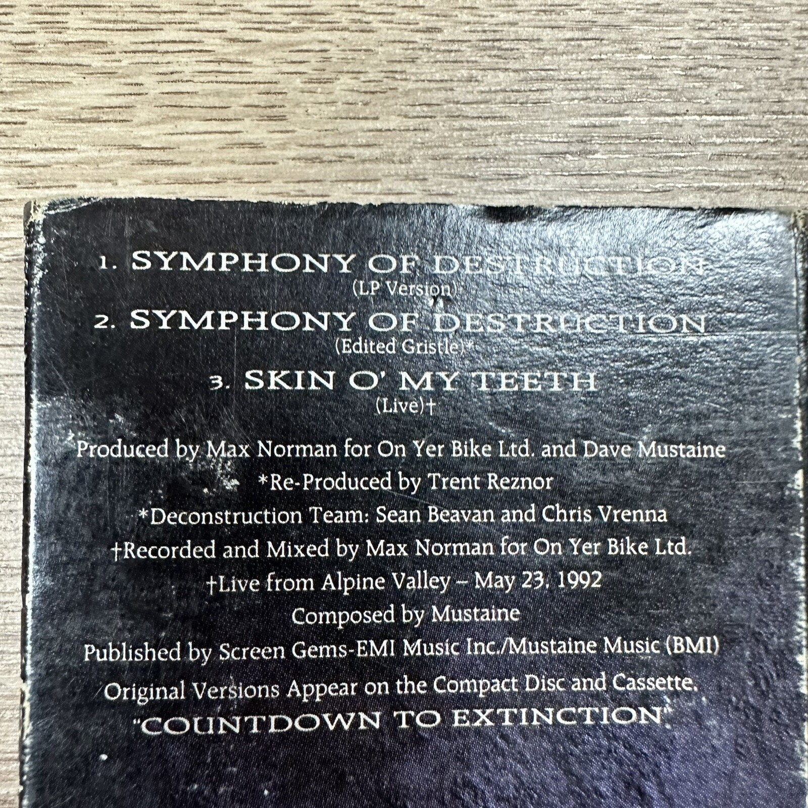 MEGADETH Symphony of Destruction CASSINGLE Cassette Tape Single Capitol Combat thumbnail