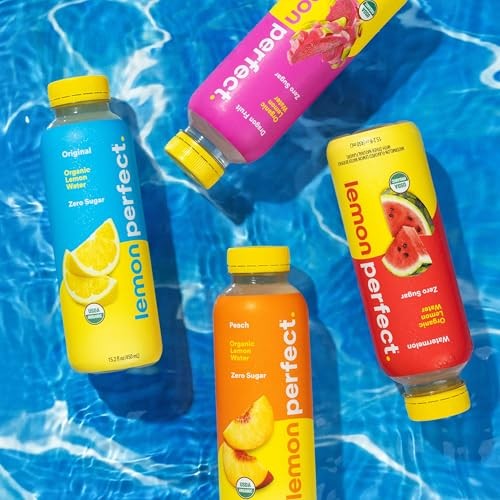 Lemon Perfect 4-Flavor Variety Pack, Flavored Lemon Water, Organic, Zero Sugar, Healthy Hydration Drinks, 15.2 Fl Oz Bottles (12-Pack) thumbnail