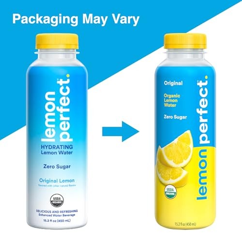 Lemon Perfect 4-Flavor Variety Pack, Flavored Lemon Water, Organic, Zero Sugar, Healthy Hydration Drinks, 15.2 Fl Oz Bottles (12-Pack) thumbnail