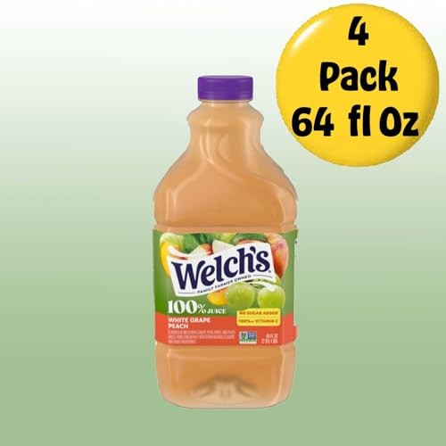 Welch's 100% White Grape Peach Juice Drink 64 Fl Oz Plastic Bottles 4 Pack + 15 Sugarcane Disposable Straws by KOOL8SHOP Infinite Deals thumbnail