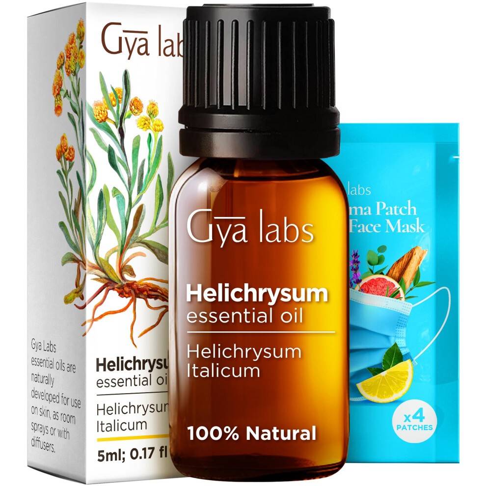 Gya Labs Helichrysum Oil for Skin - 100% Natural Helichrysum Essential for Massages DIY Self-Care Aromatherapy & Candle Making - Sweet Earthy Scent (0
