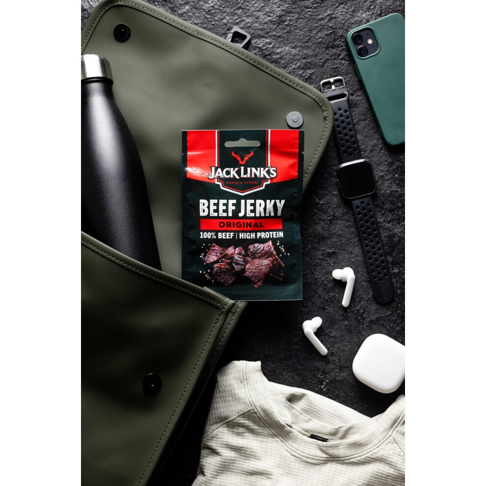 Jack Links Beef Jerky Original (12 X 40g) ? Snack Proteine Di Carne Secca per Umani - Americani Protein Food - American Proteici Snacks - Carne Essicc thumbnail