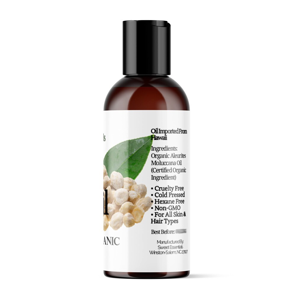 100% Organic Kukui Nut Oil | Imported from Hawaii | Various Sizes | 100% Pure | Cold-Pressed | Natural Moisturizer for Skin  Hair and Face | by Sweet thumbnail
