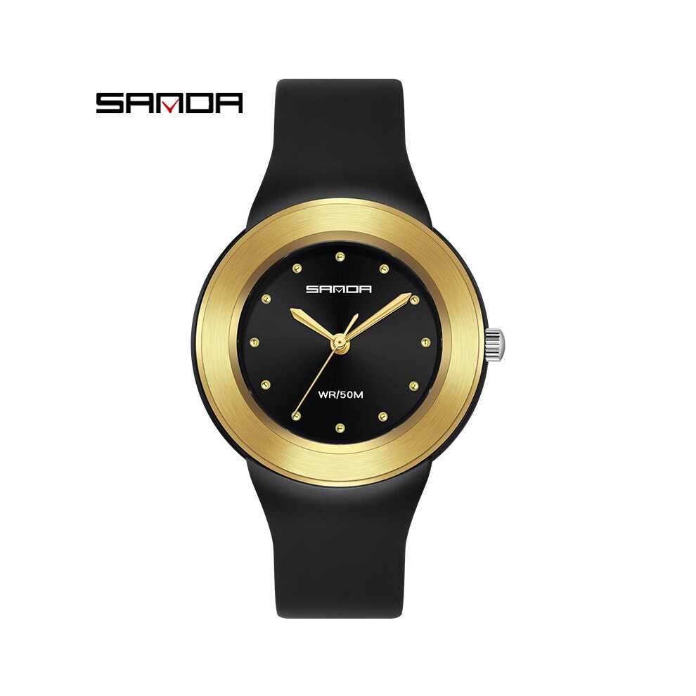 (Nero Dorato) Orologio Al Quarzo SANDA 3119 per Il Tempo Libero, Creativo, Sportivo, All'aperto, Impermeabile,
