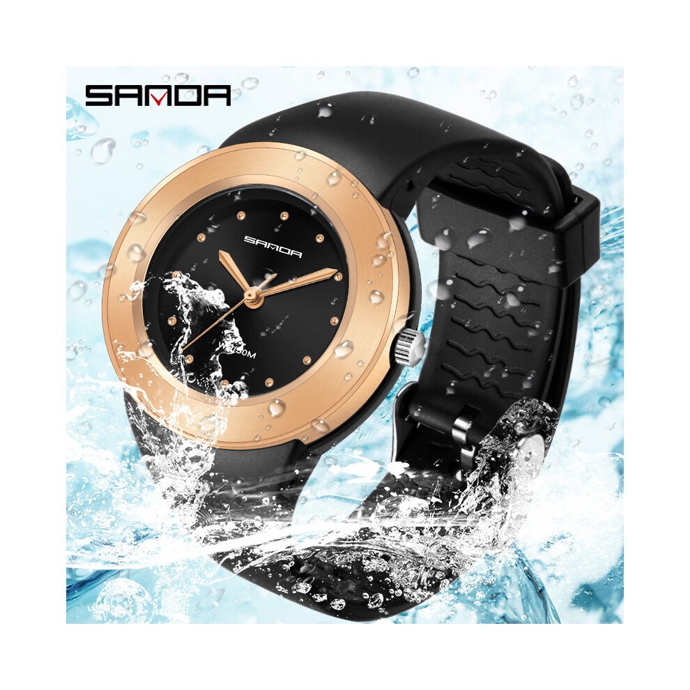 (Nero Rosa Dorato) Orologio Al Quarzo SANDA 3119, Creativo, Sportivo, per Il Tempo Libero, All'aperto, thumbnail