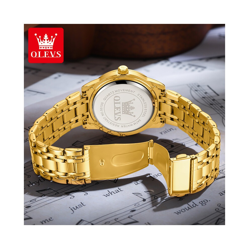 (5513 Bianco) Orologio Al Quarzo OLEVS Da Uomo Di Lusso Con Diamanti, Orologio in Oro, Impermeabile, thumbnail