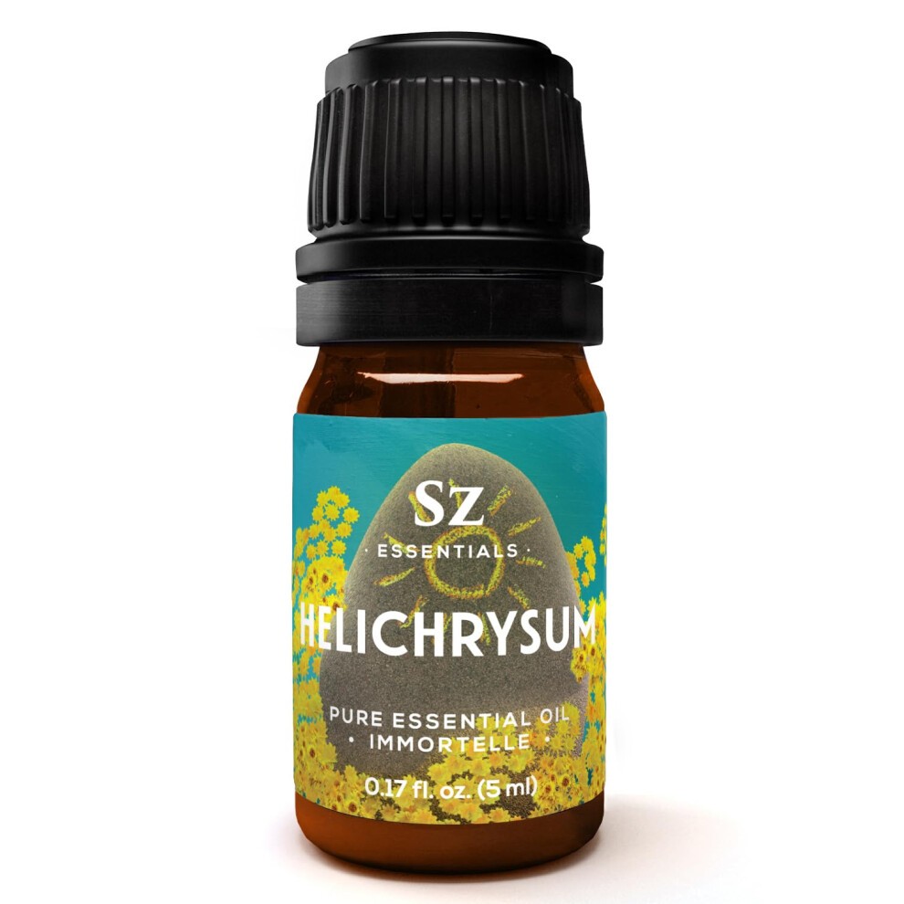 Sz Essentials - Helichrysum 100% Pure  Essential Natural Oil - Extracted from Helichrysum Italicum Immortelle - Pleasant & Sweet Scent with Floral Ove