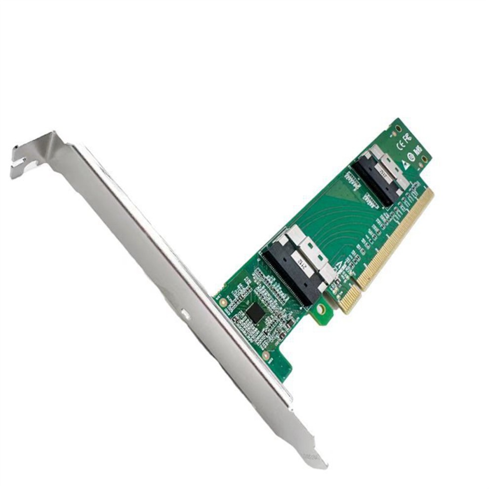 Placa Adaptadora PCI Express X16 Para 2 Portas SlimSAS SFF-8654 8I Adaptador Portátil Multifuncional thumbnail