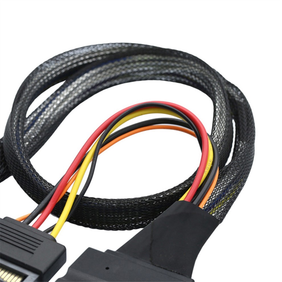 Cabo Adaptador Gen5 MCIO Slimline SFF-8654 4I Para SAS 8639 U.2 + De Alimentação SATA 15P, 0,5 M thumbnail
