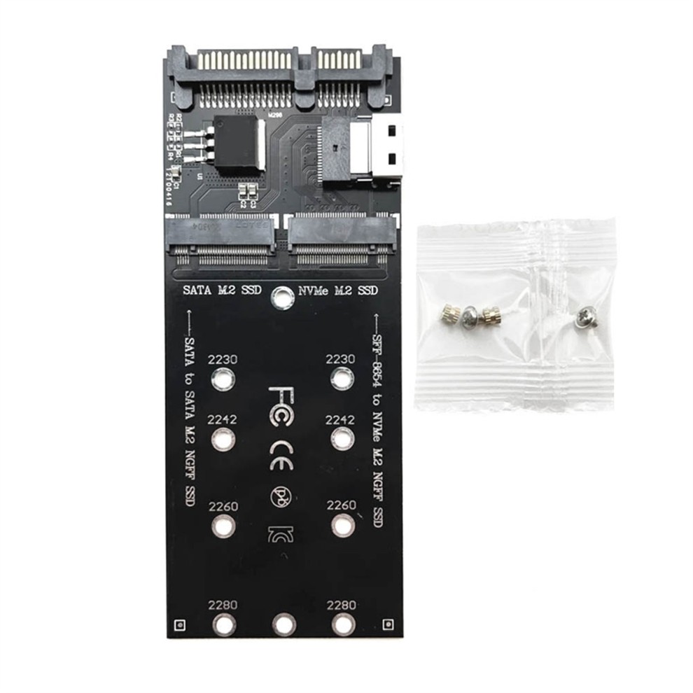 M2 SSD Adapter M.2 SATA Ngff to + NVME SFF-8654 Converter Expansion Card