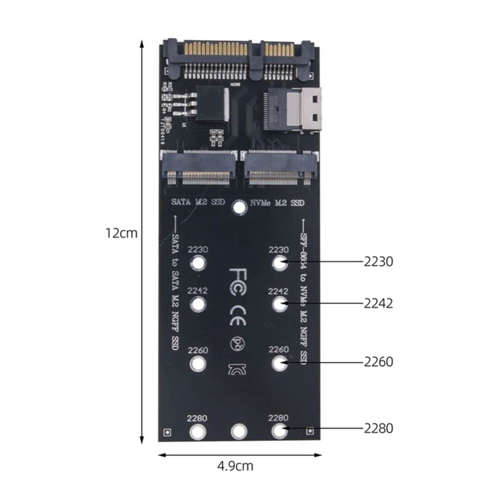 M2 SSD Adapter M.2 SATA Ngff to + NVME SFF-8654 Converter Expansion Card thumbnail