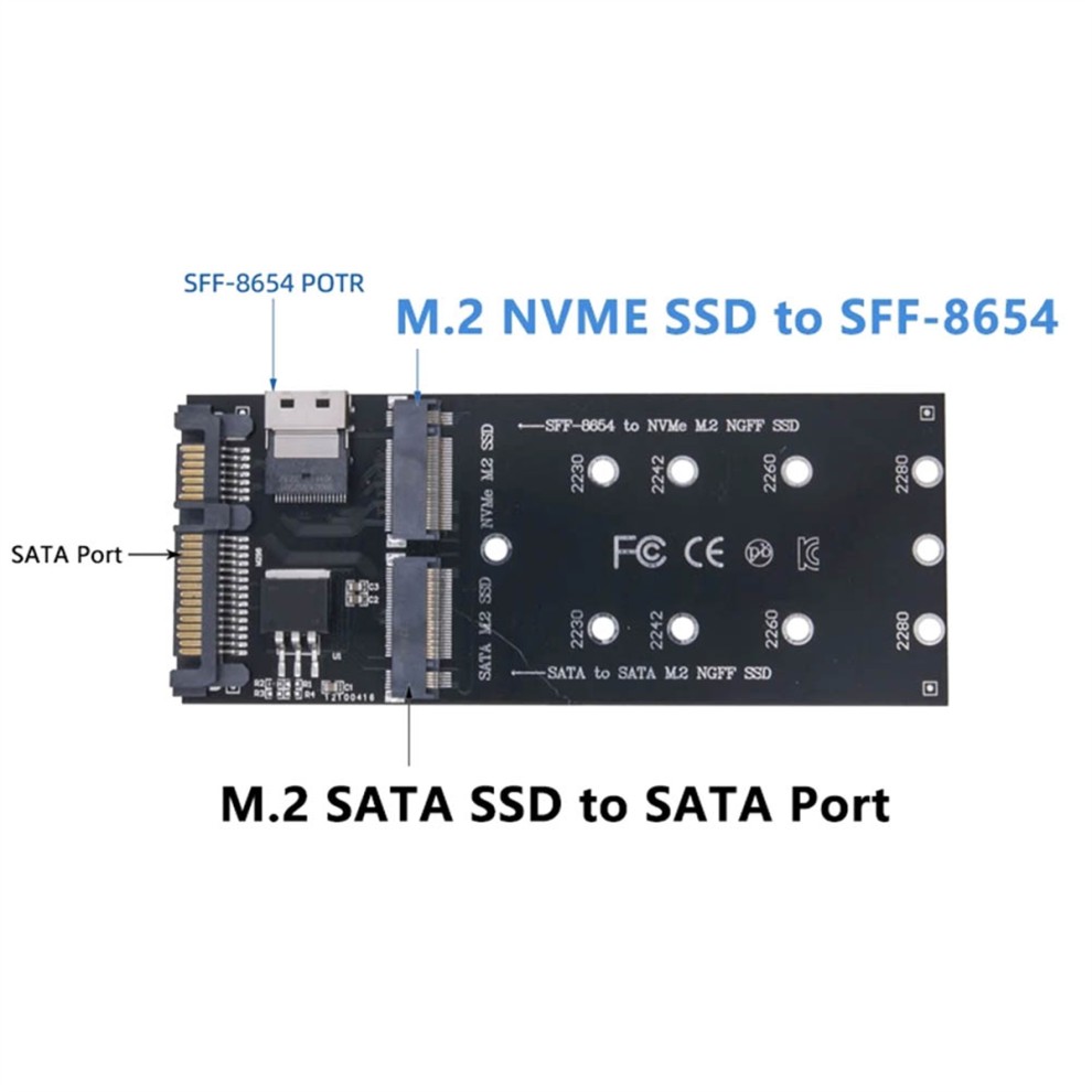 M2 SSD Adapter M.2 SATA Ngff to + NVME SFF-8654 Converter Expansion Card thumbnail
