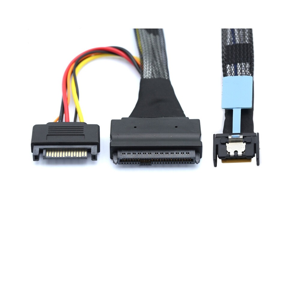 Adaptérový Kábel Gen5 MCIO Slimline SFF-8654 4I Na SAS 8639 U.2 0,5 M thumbnail