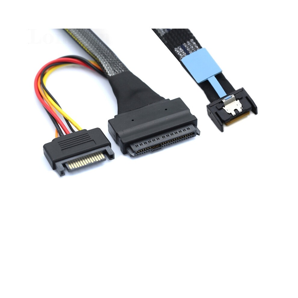 Adaptérový Kábel Gen5 MCIO Slimline SFF-8654 4I Na SAS 8639 U.2 0,5 M thumbnail