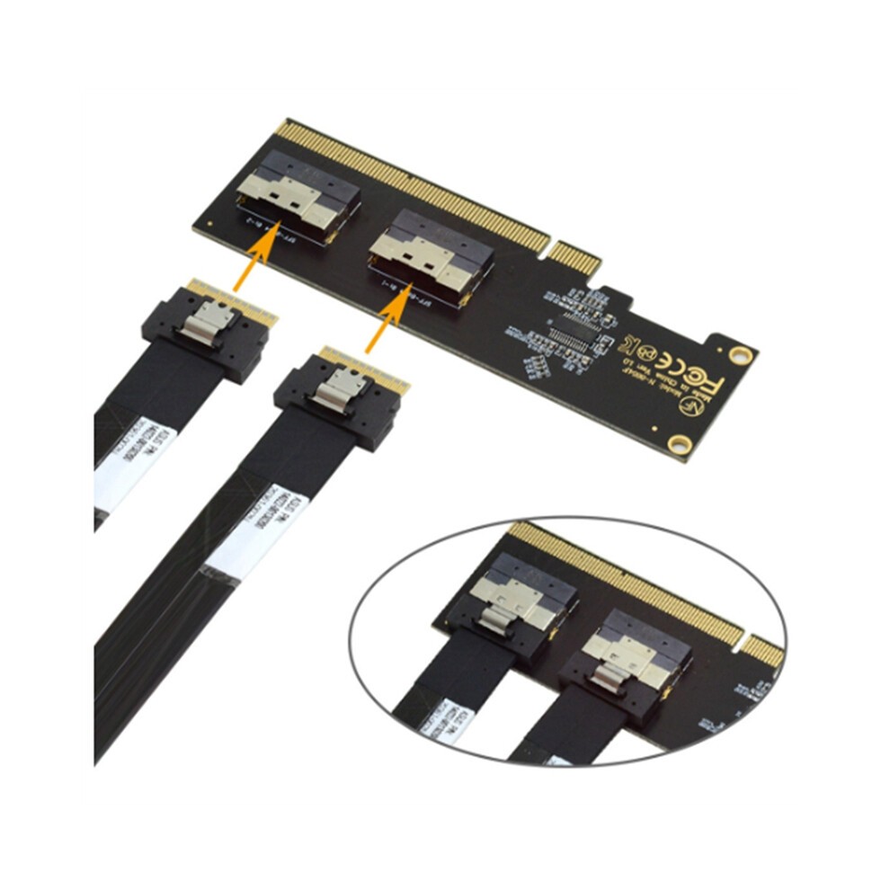 Adaptérová Karta U.2 PCIe 3.0 4.0 X16 Na 2-portový SFF-8654 8i Riser thumbnail