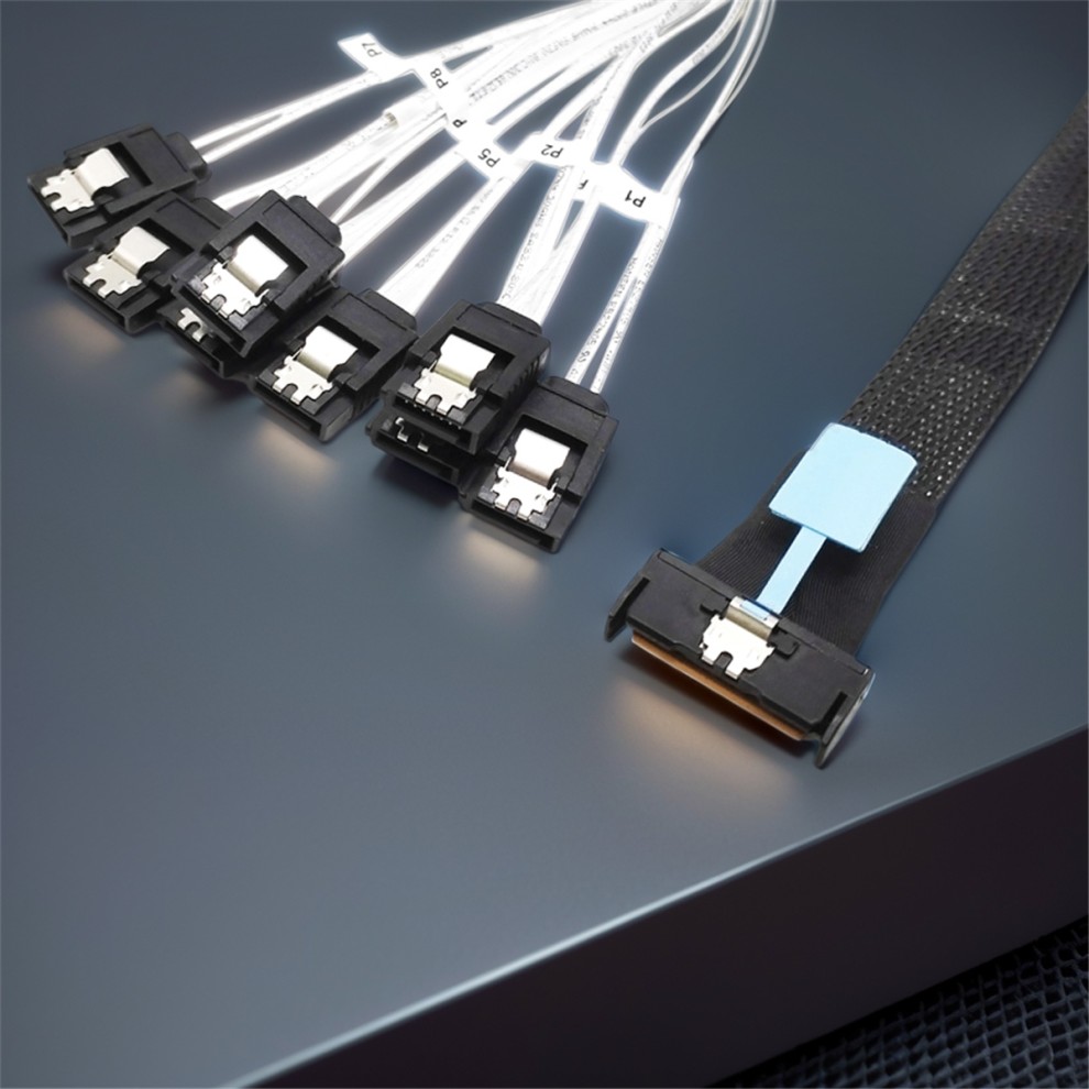 0.5M PCI-E Slimline SAS SFF-8654 8I to 8X SATA Server Hard Drive Conversion Cable 74P 8xSATA 7P Cord thumbnail