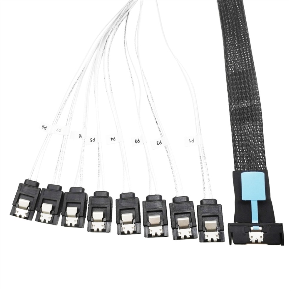 0.5M PCI-E Slimline SAS SFF-8654 8I to 8X SATA Server Hard Drive Conversion Cable 74P 8xSATA 7P Cord thumbnail