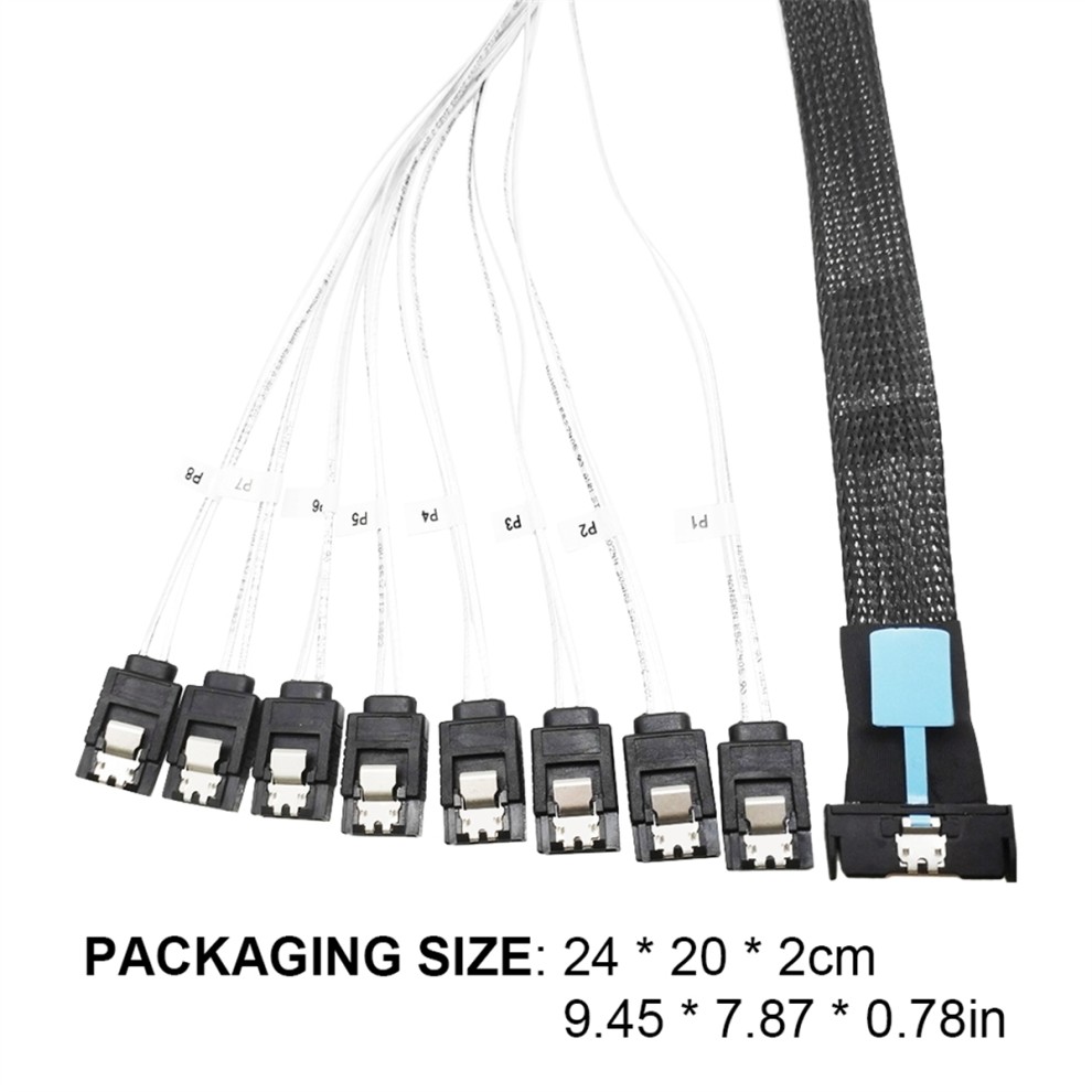 0.5M PCI-E Slimline SAS SFF-8654 8I to 8X SATA Server Hard Drive Conversion Cable 74P 8xSATA 7P Cord thumbnail
