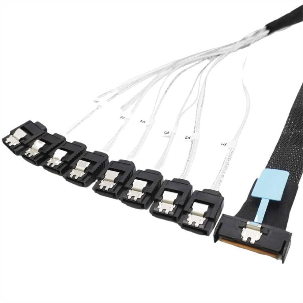 0.5M PCI-E Slimline SAS SFF-8654 8I to 8X SATA Server Hard Drive Conversion Cable 74P 8xSATA 7P Cord thumbnail