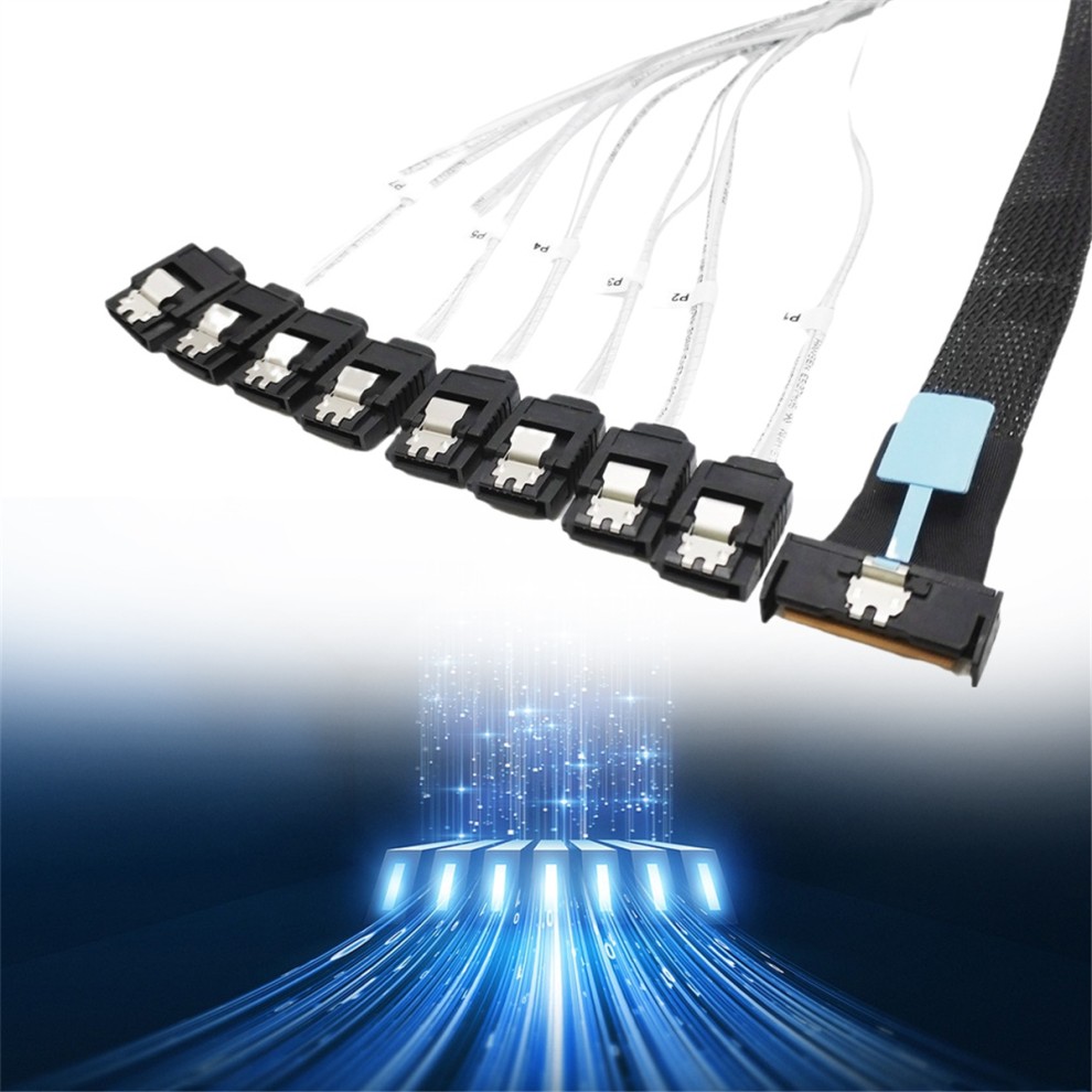0.5M PCI-E Slimline SAS SFF-8654 8I to 8X SATA Server Hard Drive Conversion Cable 74P 8xSATA 7P Cord thumbnail
