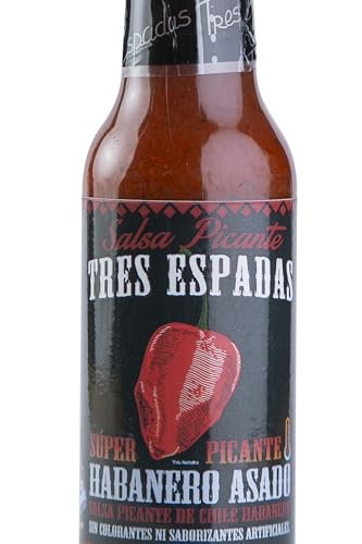 Salsa Picante Tres Espadas | Habanero Hot Sauce | Hot Salsa Crafted with Mexican Habaneros | Hot Sauce Bottles 5 FL OZ Each (Habanero Red Pepper, 3 Pa thumbnail