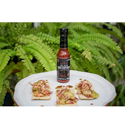 Salsa Picante Tres Espadas | Habanero Hot Sauce | Hot Salsa Crafted with Mexican Habaneros | Hot Sauce Bottles 5 FL OZ Each (Habanero Red Pepper, 3 Pa thumbnail
