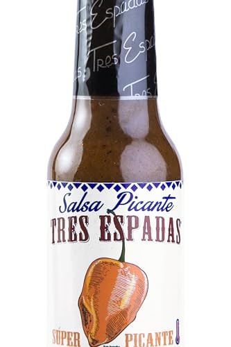 Salsa Picante Tres Espadas | Habanero Hot Sauce | Hot Salsa Crafted with Mexican Habaneros | Hot Sauce Bottles 5 FL OZ Each (Mixed Habanero Pepper Fla thumbnail