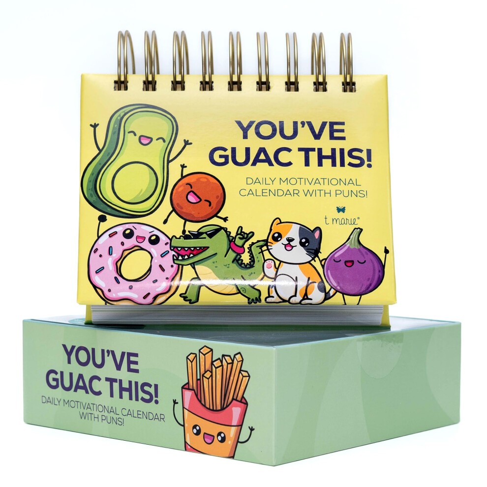 T MARIE Punny Motivational Desk Calendar - Daily Perpetual Calendar to Use Year After Year - Cute Office Decor  Positive Affirmation Gifts for Women &