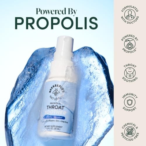 Beekeepers Naturals Propolis Throat Support Cool and Calm Spray - Propolis Menthol - 1 Fl Oz: Cold, Cough or Flu Treatment, Contains Vitamin C thumbnail